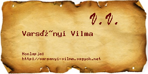 Varsányi Vilma névjegykártya